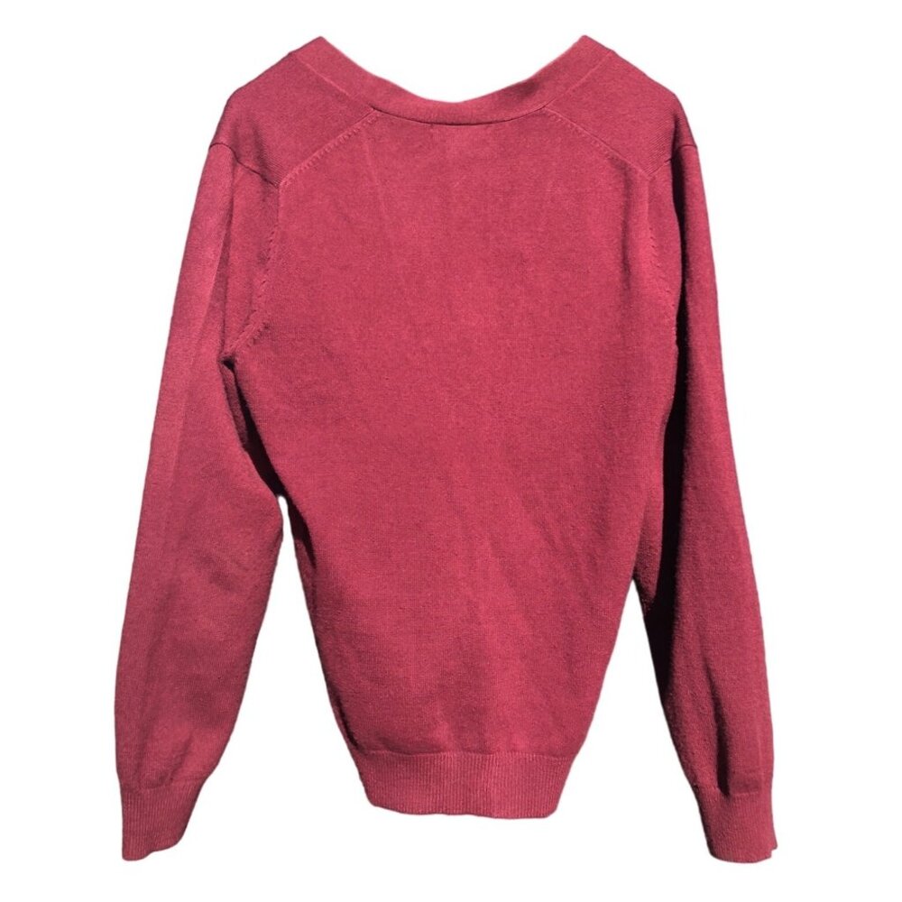 Lands End Mens Cardigan Sweater in Burgundy Embroidered KIC Size Small - Picture 3 of 3